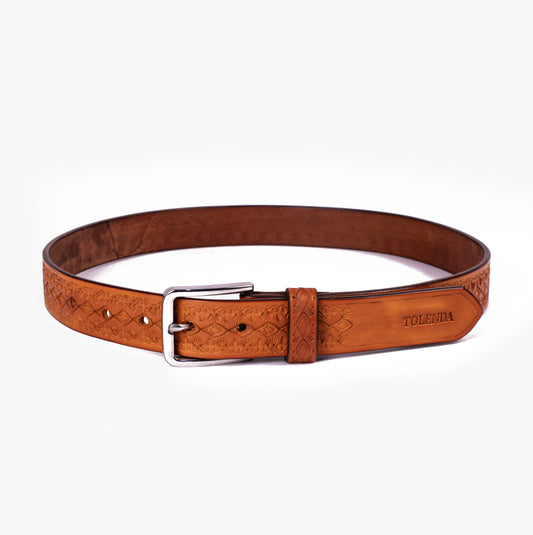 CEINTURE - Saddle tan losange TOLENDA